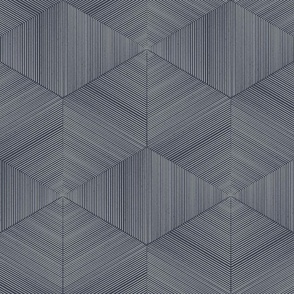 textured hexagon weave - charcoal blue_ white - geometric