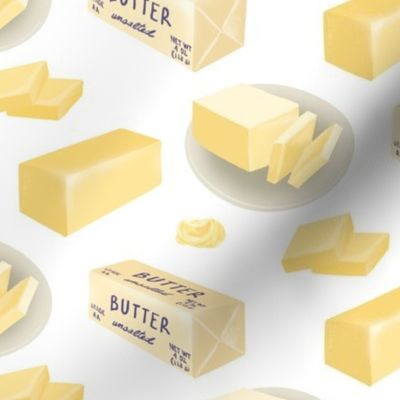 Butter Cubes and Pieces on White