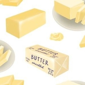 Butter Cubes and Pieces on White