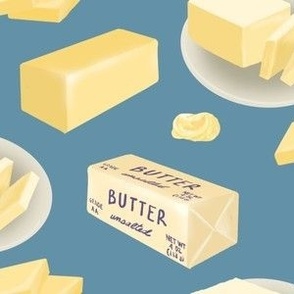 Butter Cubes and Pieces on Country Blue