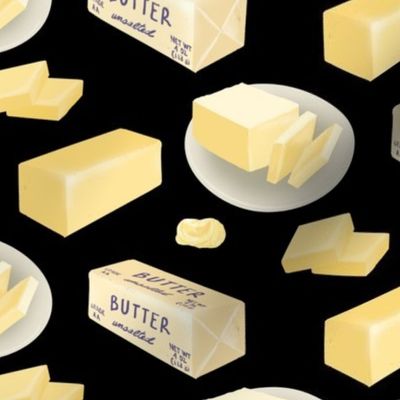 Butter Cubes and Pieces on Black