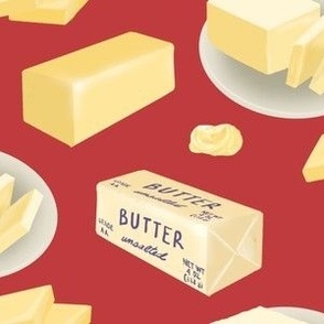 Butter Cubes and Pieces on Red