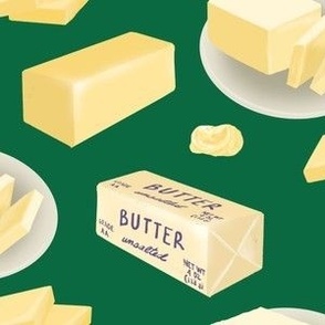 Butter Cubes and Pieces on Grass Green