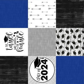 Grad 2024//Blue - Wholecloth Cheater Quilt - Rotated 