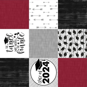 Grad 2024//Burgandy - Wholecloth Cheater Quilt - Rotated