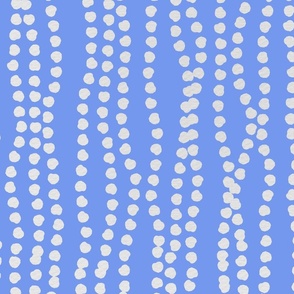 Wavy Polka Dot Stripes - White on Sky Blue, Large
