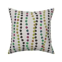 Wavy Polka Dot Stripes - Muted Multicolored on Creamy Beige, Large

