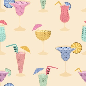 Colorful Tropical Cocktails, 24-inch repeat