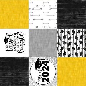 Grad 2024//Yellow - Wholecloth Cheater Quilt - Rotated