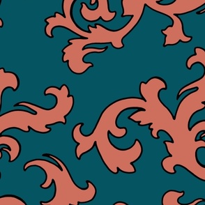 DAMASK Teal & Light Coral