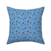 009 - Small scale red, grey and turquoise Take a Hike Kiwiana stars for children's wallpaper, kids duvet covers, night time, galaxy, constellation. bold, vibrant decor