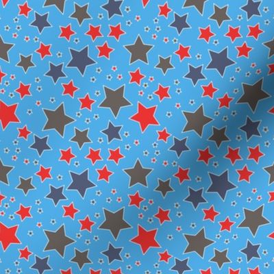 009 - Small scale red, grey and turquoise Take a Hike Kiwiana stars for children's wallpaper, kids duvet covers, night time, galaxy, constellation. bold, vibrant decor