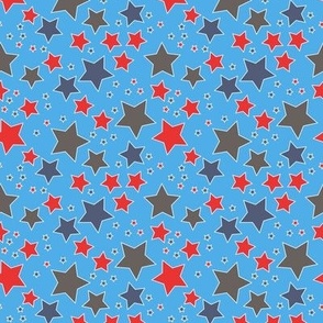 009 - Small scale red, grey and turquoise Take a Hike Kiwiana stars for children's wallpaper, kids duvet covers, night time, galaxy, constellation. bold, vibrant decor