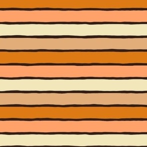 Irregular horizontal stripes on the beach in happy earthy colours - multicolor: peach pink, tan, ocher brown - rustic colourful pattern with organic lines for swimwear, bathing suits