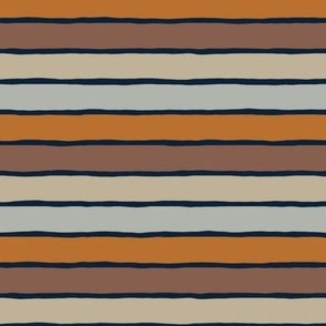 Irregular horizontal stripes on the beach in soft moody colours - multicolor: light blue, eggshell tan, ocher brown, dark brown - rustic natural pattern with organic lines (girls, boys, gender neutral, feminine, masculine, unisex)