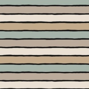 Irregular horizontal stripes on the beach in light muted colours - multicolor: soft sage green, tan, sand brown - rustic natural pattern with organic lines (girls, boys, gender neutral, feminine, masculine, unisex)