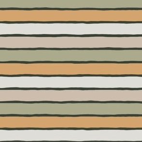 Irregular horizontal stripes on the beach in light earthy colours - multicolor: orange brown, tan grey, pistachio green - rustic natural pattern with organic lines (girls, boys, gender neutral, feminine, masculine, unisex)