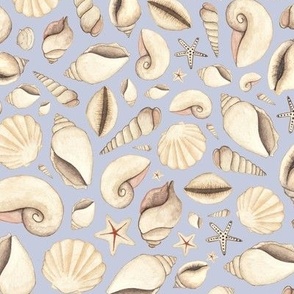 Cream Beach Seashells (dusky Blue)