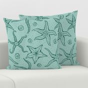 Starfish and Sand Dollars - Ocean Blue - Large