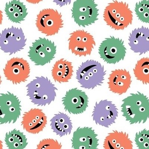 Quirky monsters - kids toys retro groovy nineties palette orange lilac green on white