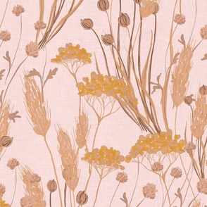 Prairie Botanicals: Hand-Painted Wild Grasses - Light Pink Background