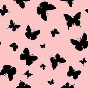lta0105 F Cute black butterflies on peachy pink background size M