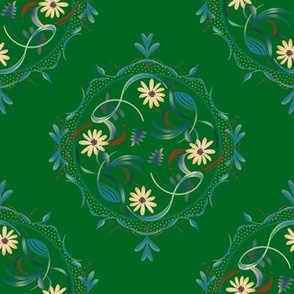 Boho Paper Daisy Medallions Emerald Green (large)