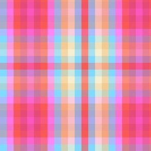 Dopamine Madras checks in hot pink red and azure blue Large scale