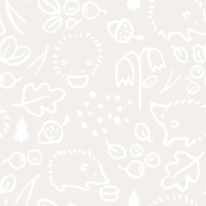 Warm Neutral Nursery Wallpaper - Cute Baby Hedgehogs Powder