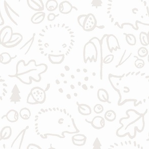 Warm Neutral Nursery Wallpaper - Baby Hegdehogs Powder Off White
