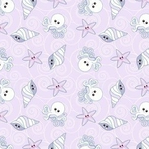 Shiny happy sea creatures on lilac