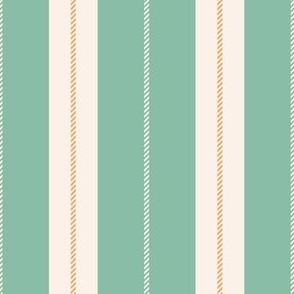 (L) awning stripes in turquoise, cream and yellow