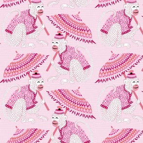 monkeys with parasols/pink textured/large