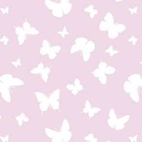lta0105 E Cute white butterflies on pastel pink background size S
