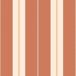 (L) awning stripes in burnt orange and cream