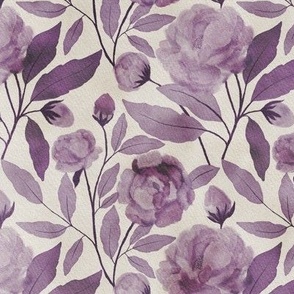French Country Rose//lavender Mauve//medium scale//Wallpaper//Home decor//fabric