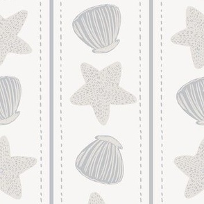 Coastal Chic Sea Shell Starfish Stripes Taupe Neutral - Beach Wallpaper & Home Decor Fabric