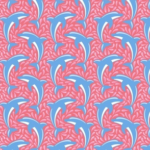 dolphin waves/blue on coral