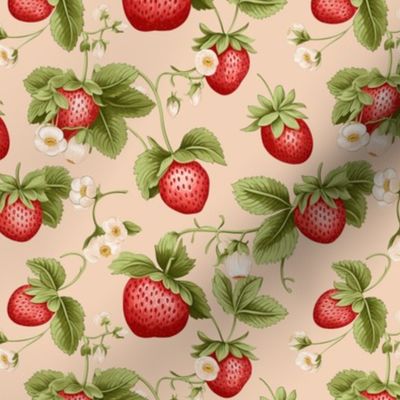 Strawberries & Blooms Collection - large with bubblegum pink background