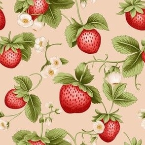 Strawberries & Blooms Collection - large with bubblegum pink background
