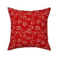Strawberries & Blooms Collection - large simple strawberry with strawberry red background