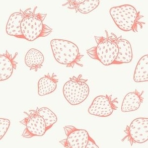 Strawberries & Blooms Collection - large simple bubble gum pink strawberry with white background
