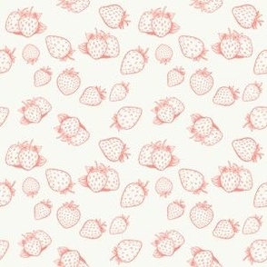 Strawberries & Blooms Collection - small simple bubble gum pink strawberry with white background