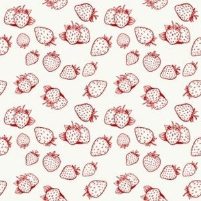 Strawberries & Blooms Collection - small simple strawberry red strawberry with white background