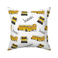 Medium School Busses with “Bussin” on White