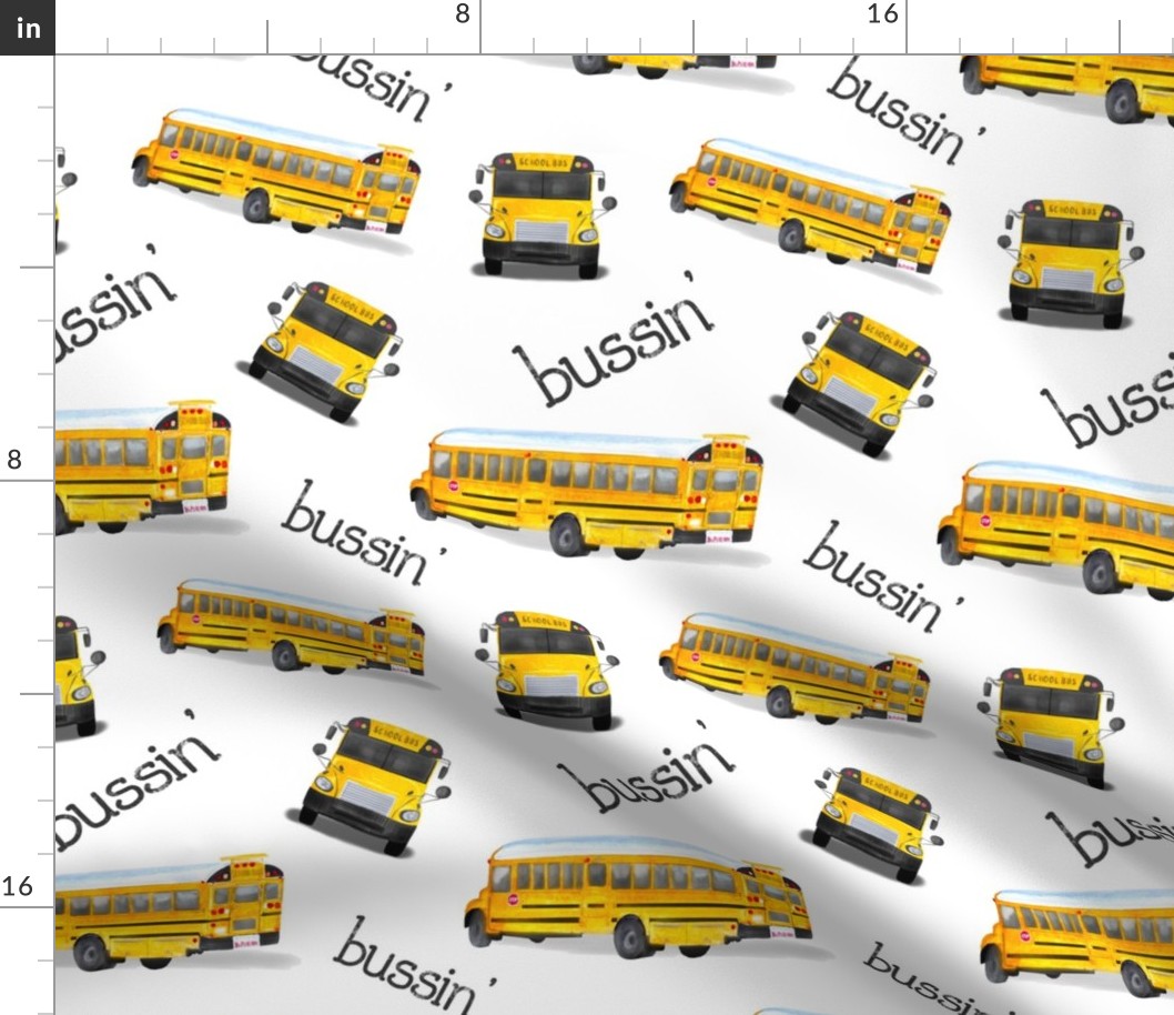 Medium School Busses with “Bussin” on White