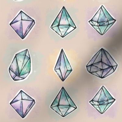 Minimalist Watercolor Crystals 