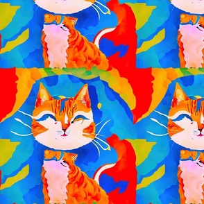 blue red yellow gold funny cats L