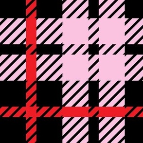 Pink red and black lovecore cross check with weave texture Medium scale