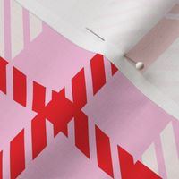 Pink red and cream lovecore cross check with weave texture Medium scale